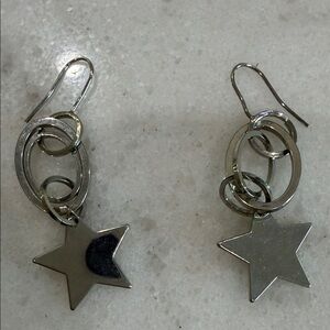 Silver Star Dangle Earrings